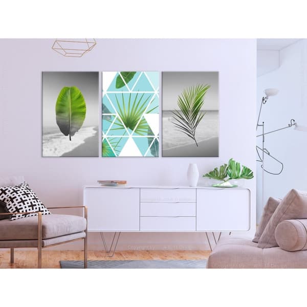 Canvas Tavla - Leaves on the Beach (3 delar)