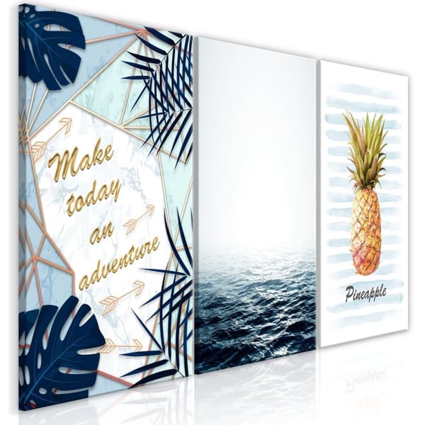 Canvas Tavla - Pineapple Quote (3 delar) 120x60