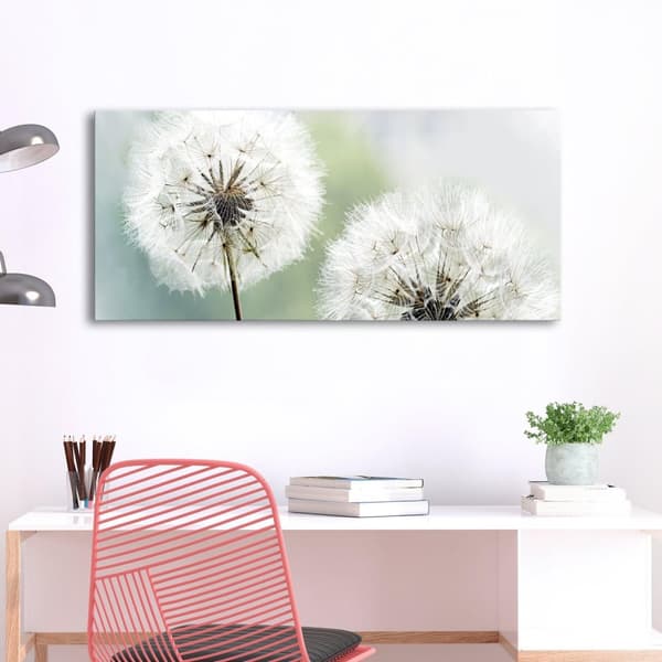 Canvas Tavla - Fluffy Dandelions Green Wide