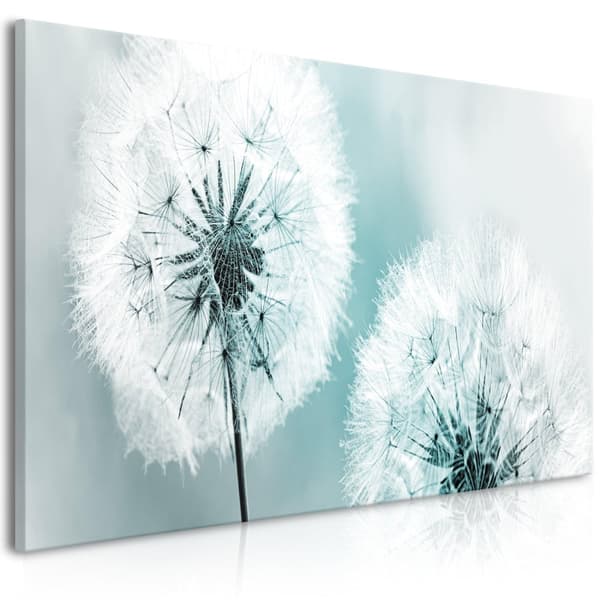 Canvas Tavla - Fluffy Dandelions Blue Wide 100x45