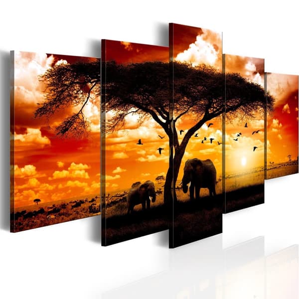 Canvas Tavla - Flock fåglar över savannen