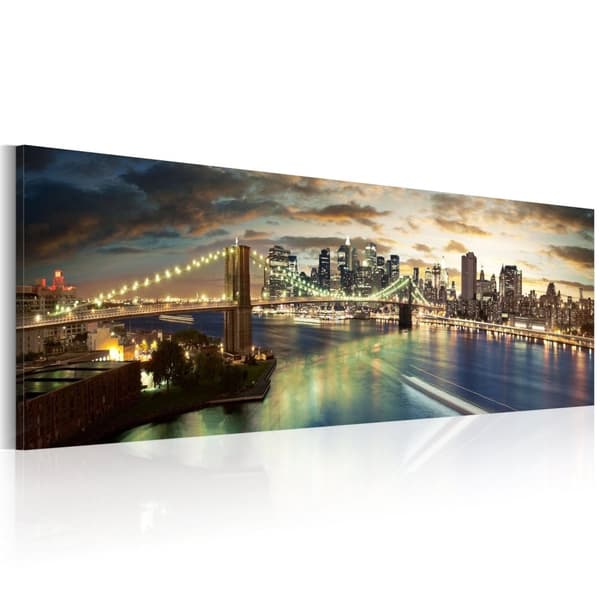 Canvas Tavla - The East River at night 135x45