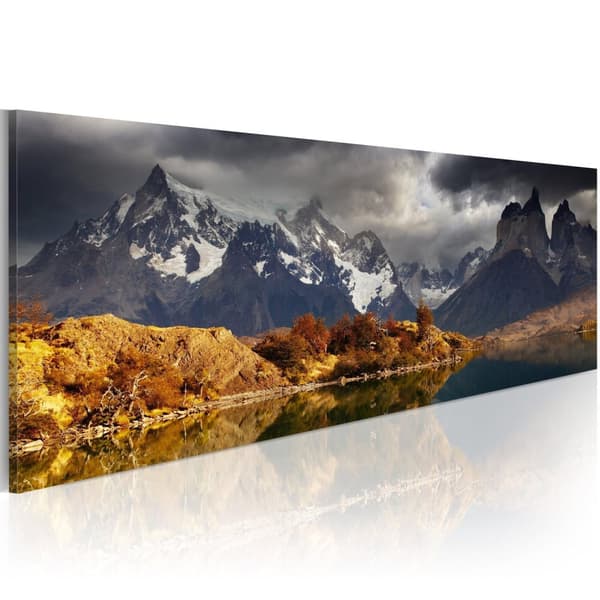 Canvas Tavla - Mountain landscape before a storm 135x45