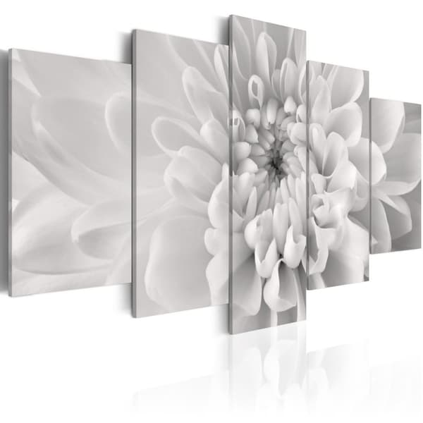 Canvas Tavla - Dahlia flower in grey shades 200x100