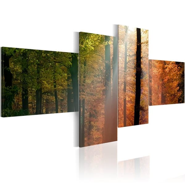 Canvas Tavla - Sunrays between trees 100x45