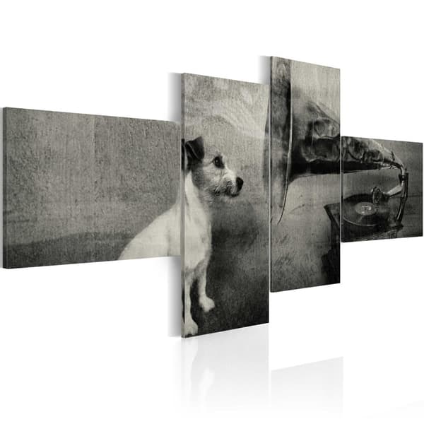 Canvas Tavla - A gramophone and a dog 200x90