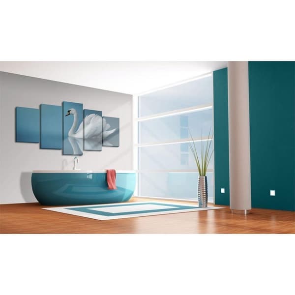 Canvas Tavla - A swan in blue