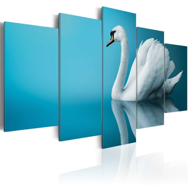 Canvas Tavla - A swan in blue