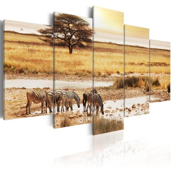 Canvas Tavla - Zebras on a savannah