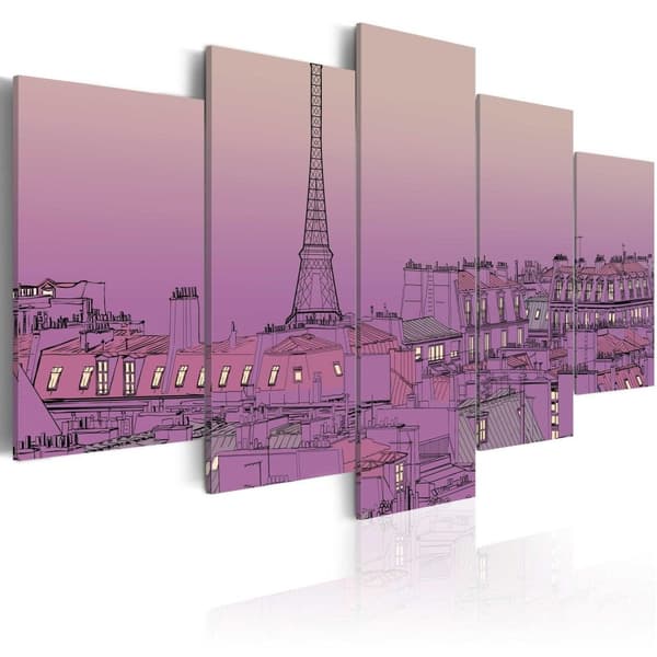 Canvas Tavla - Lavender sunrise over Paris 100x50