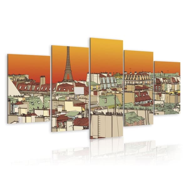 Canvas Tavla - Parisian sky in orange colour 100x50