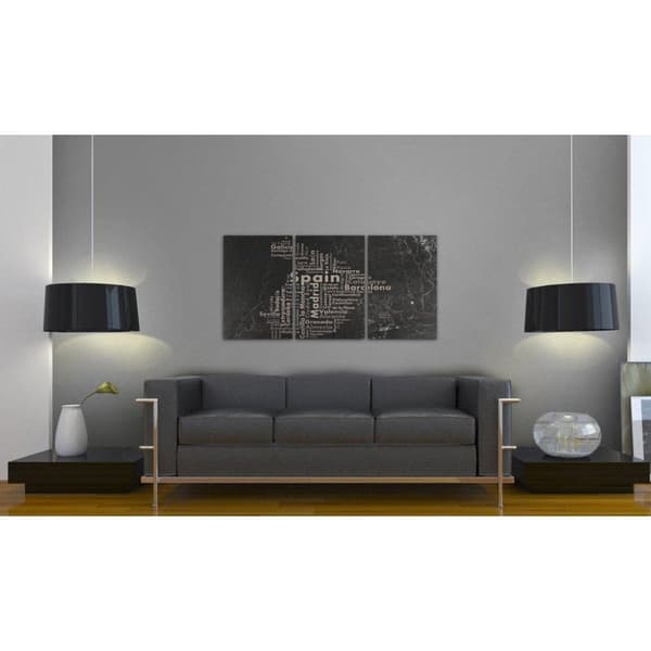 Canvas Tavla - Map of Spain on the blackboard - triptich