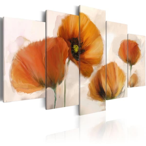 Canvas Tavla - Artistic poppies (5 delar) 100x50