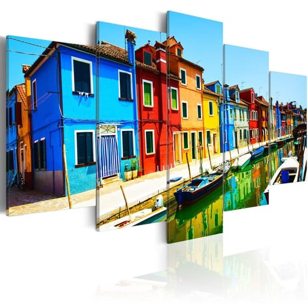 Canvas Tavla - Houses in the colors of the rainbow