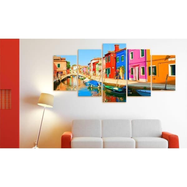 Canvas Tavla - Waterfront in rainbow colors