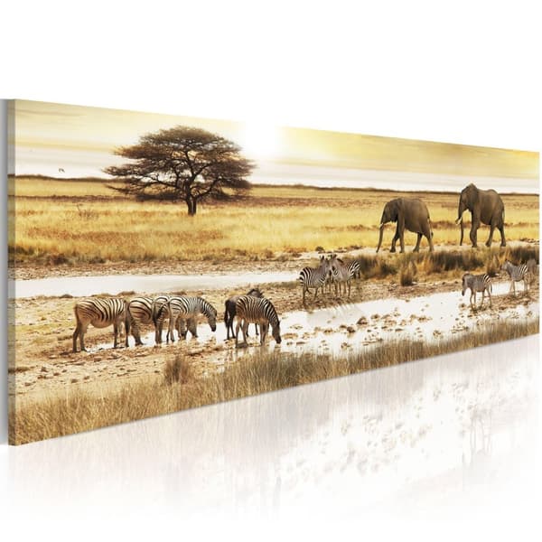 Canvas Tavla - Africa: at the waterhole