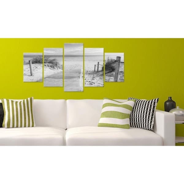 Canvas Tavla - Morning on the beach - black and white