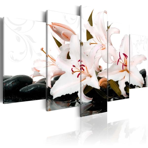 Canvas Tavla - Zen stones and lilies 100x50