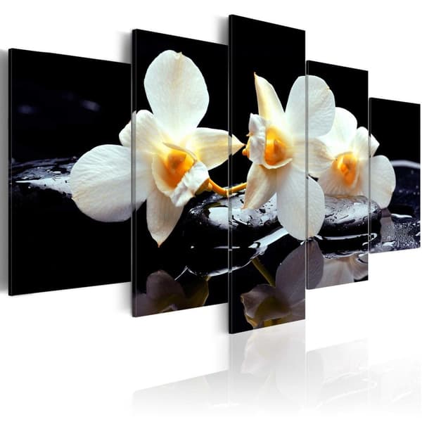 Canvas Tavla - Orchids with orange accent 200x100