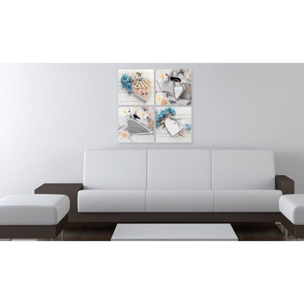 Canvas Tavla - Flowers and hearts