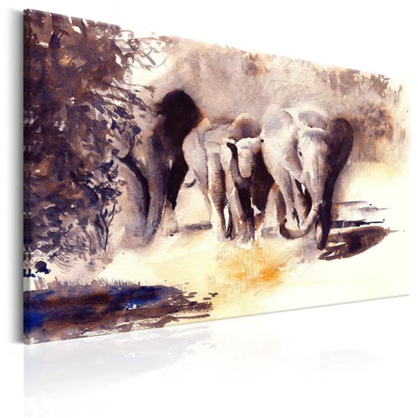 Canvas Tavla - Watercolour Elephants
