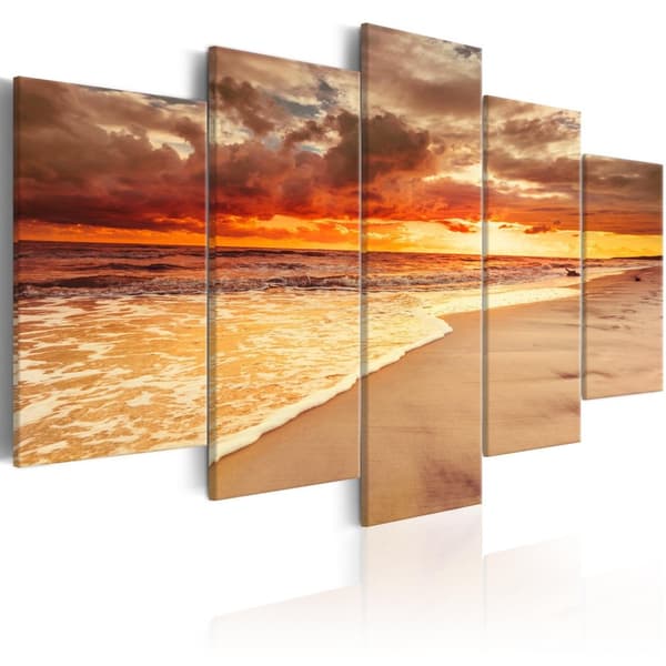 Canvas Tavla - Sea: Beautiful Sunset 200x100