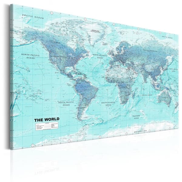Canvas Tavla - World Map: Sky Blue World