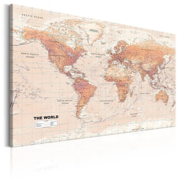 Canvas Tavla - World Map: Orange World