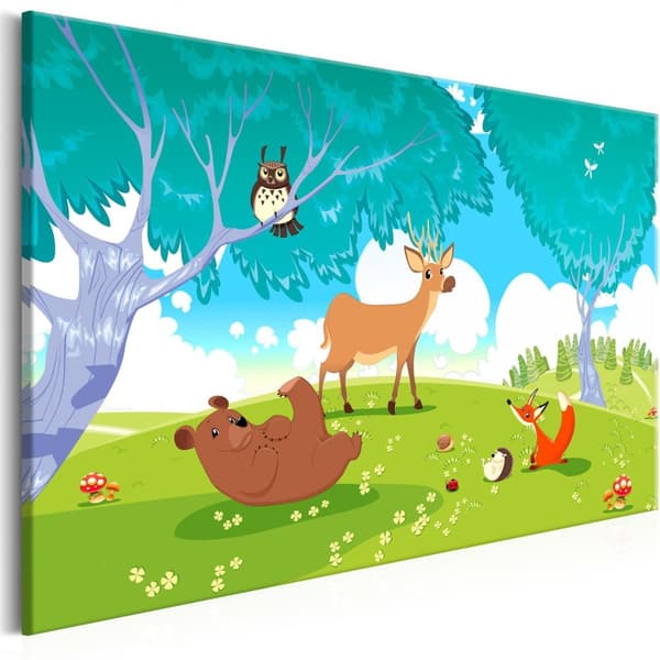 Canvas Tavla - Friendly Animals Wide