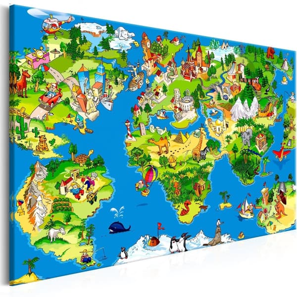Canvas Tavla - Children's Map Wide