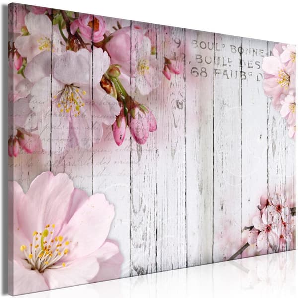 Canvas Tavla - Flowers on Boards Wide 120x80