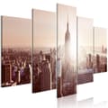 Miniatyrbild 1 av 4: Canvas Tavla - Sun over Manhattan (5 delar) Wide Brown
