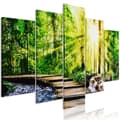 Miniatyrbild 1 av 4: Canvas Tavla - Forest Footbridge (5 delar) Wide