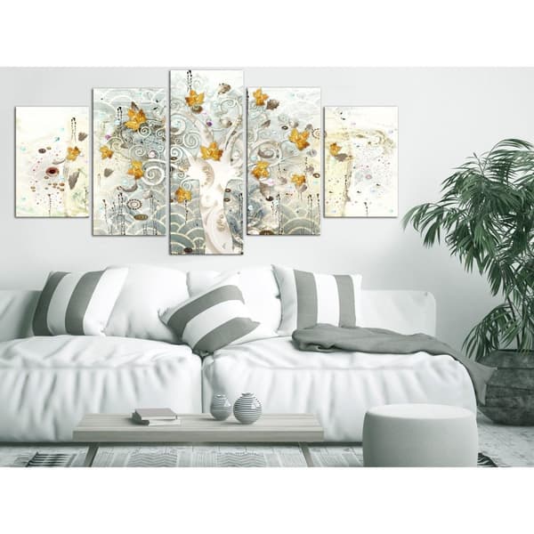 Canvas Tavla - Autumn Leaves (5 delar) Wide