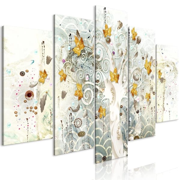 Canvas Tavla - Autumn Leaves (5 delar) Wide 100x50