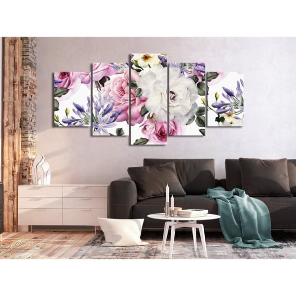 Canvas Tavla - Rose Composition (5 delar) Wide Colourful