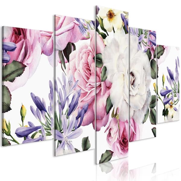 Canvas Tavla - Rose Composition (5 delar) Wide Colourful 200x100