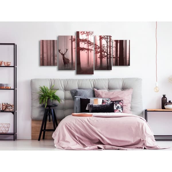 Canvas Tavla - Morning (5 delar) Wide Pink