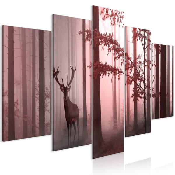Canvas Tavla - Morning (5 delar) Wide Pink