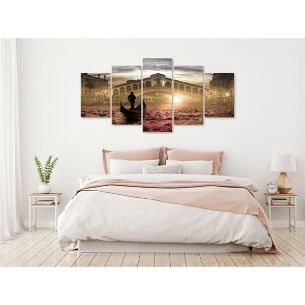Canvas Tavla - Magic Venice (5 delar) Wide Orange