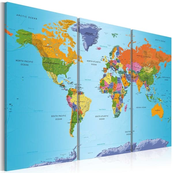 Canvas Tavla - World Map: Colourful Note