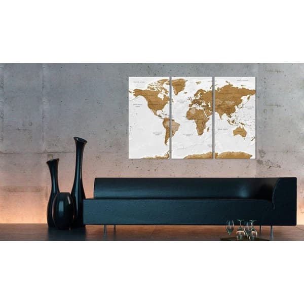 Canvas Tavla - World Map: White Poetry