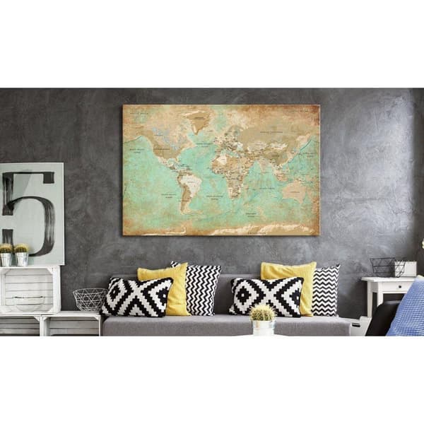 Canvas Tavla - World Map: Celadon Journey