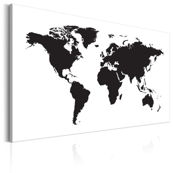 Canvas Tavla - World Map: Black & White Elegance