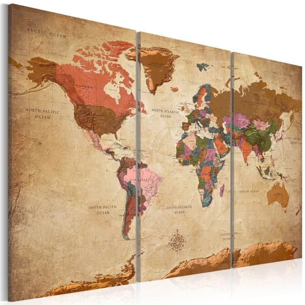 Canvas Tavla - Maps: Brown Elegance