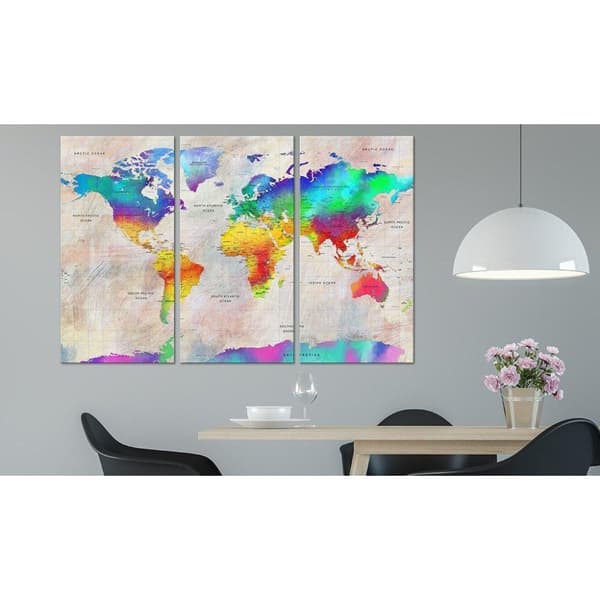 Canvas Tavla - World Map: Rainbow Gradient