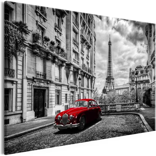 Canvas Tavla - Car in Paris Red Wide 90x60