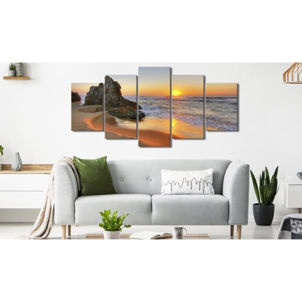 Canvas Tavla - Meeting at Sunset (5 delar) Wide