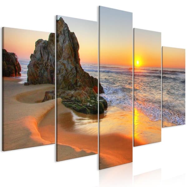 Canvas Tavla - Meeting at Sunset (5 delar) Wide 100x50