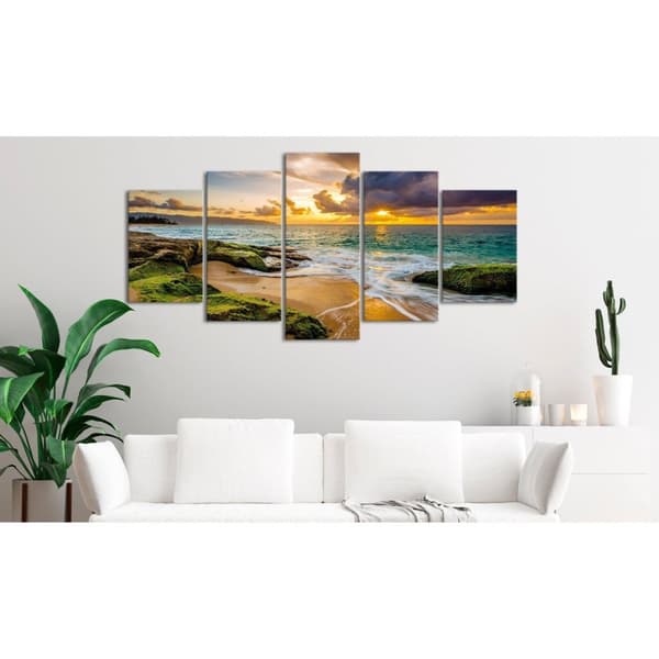 Canvas Tavla - Turquoise Sea (5 delar) Wide